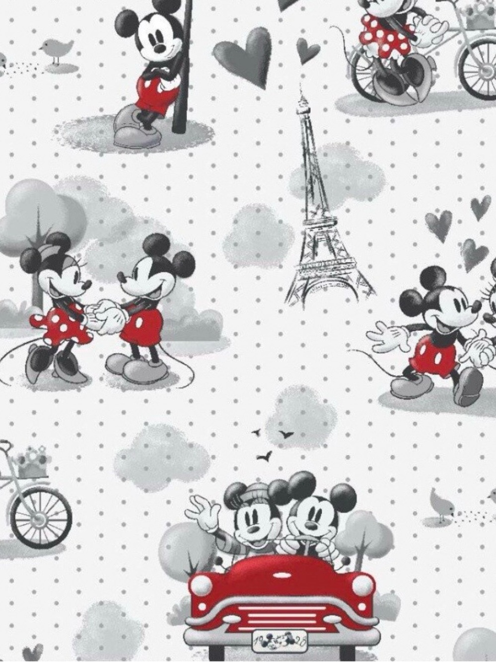 Disney Mickey and Minnie Mouse | Cotton Fabric | Vintage Romance. 1 Yard